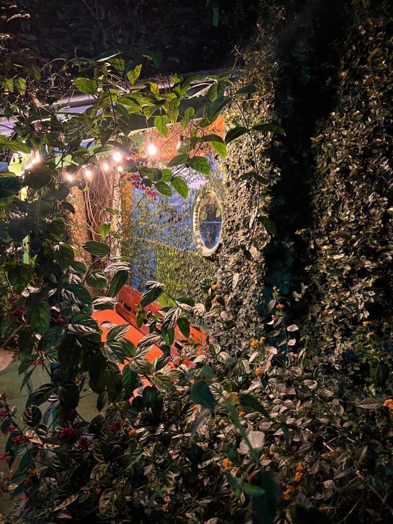 A lit corner among the gardens